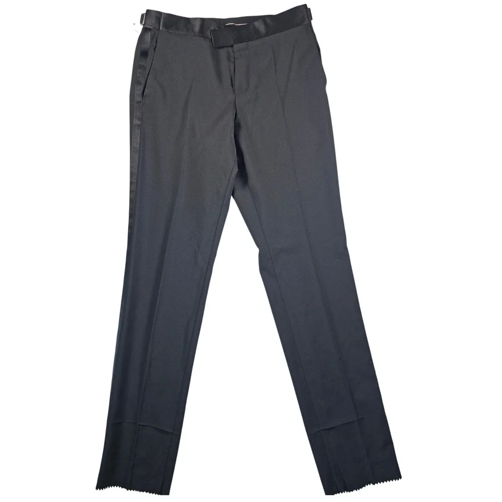 Hugo Boss Men Genius Slim Fit Tuxedo Pant 30R Black Formal Satin Trim Luxury NWT